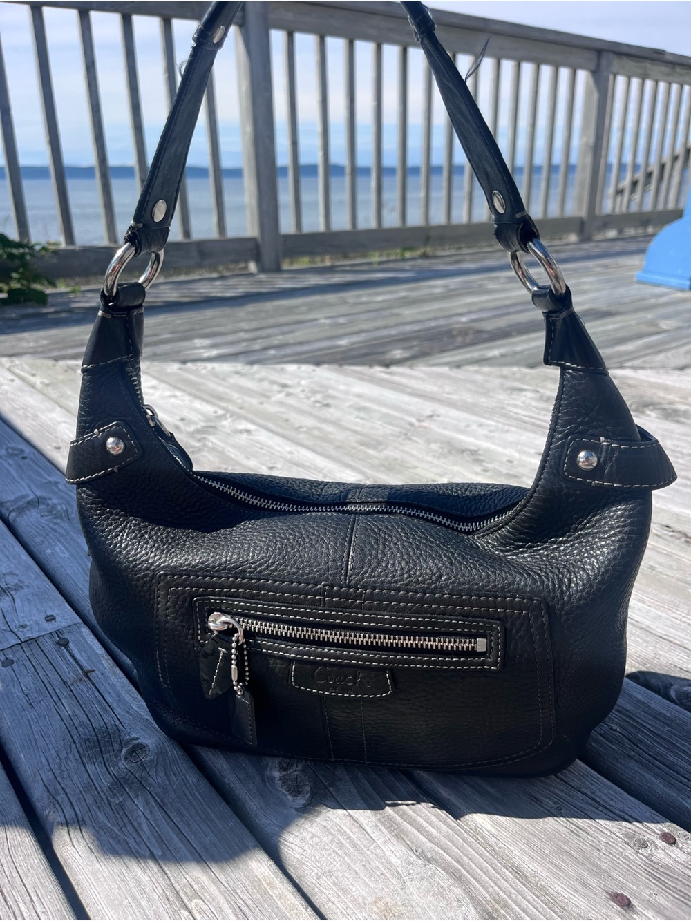 Y2K Penelope Black Pebbled Leather Hobo Bag